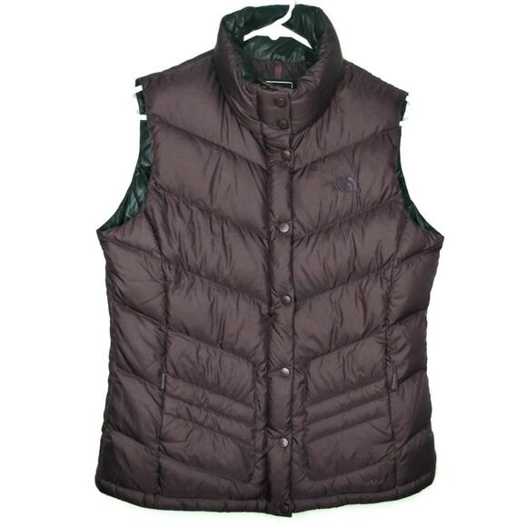 The North Face Down Puffer Vest Women's Large Purple Eggplant Aubergine - Picture 1 of 8